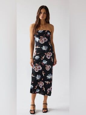 NWOT Bohme Kendall Strapless Midi Dress in Black